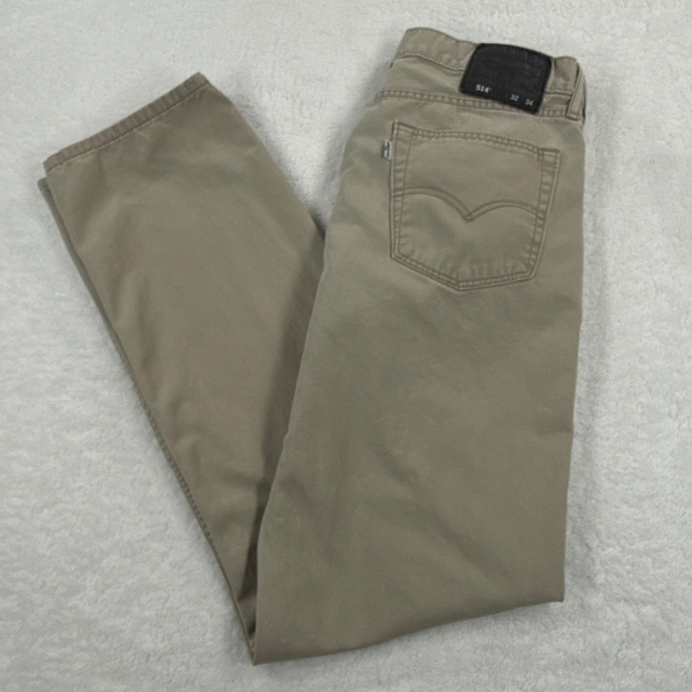 Levis 514 Straight Fit Mens 32x34 Khaki Tan Trousers Double Pony 00514-0407